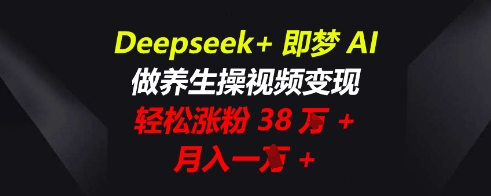 Deepseek+即梦AI，做养生操视频变现，轻松涨粉38W+，月入一W+-新手源码资源站官网