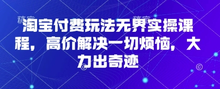 淘宝付费玩法无界实操课程,高价解决一切烦恼,大力出奇迹-新手源码资源站官网