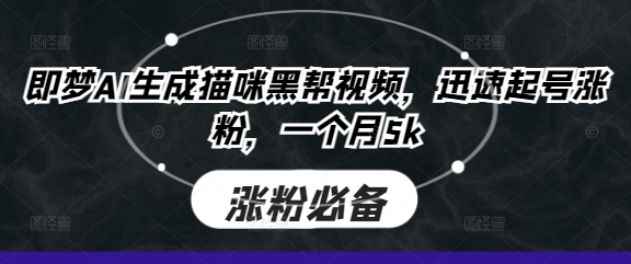 即梦AI生成猫咪黑帮视频，迅速起号涨粉，一个月5k-新手源码资源站官网