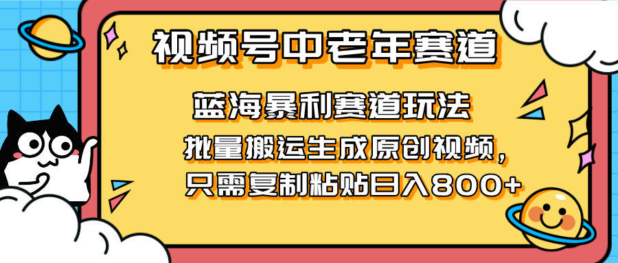 (14314期)2025视频号中老年短视频蓝海暴利风口!复制粘贴搬运视频单日赚800+,无...-新手源码资源站官网