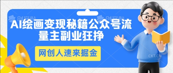 AI绘画变现秘籍：公众号流量主副业狂挣，网创人速来掘金-新手源码资源站官网
