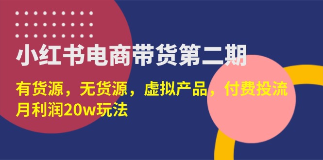 （14186期）小红书电商带货第二期，有货源，无货源，虚拟产品，付费投流，月利润20w-新手源码资源站官网