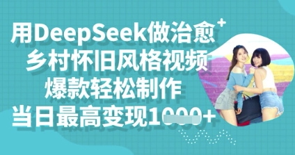 用DeepSeek做治愈乡村怀旧风格视频，爆款轻松制作，当日最高变现多张-新手源码资源站官网